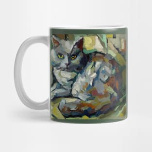 Grey Cat in the Style of Paul Cezanne Mug